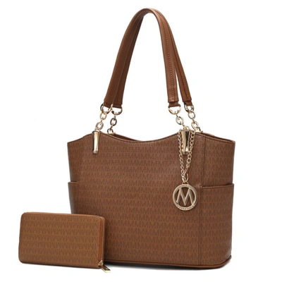 Mkf Collection By Mia K Savannah M Logo Printed Vegan Leather Women's Tote And Wristlet Wallet - 2 Pieces In Multi