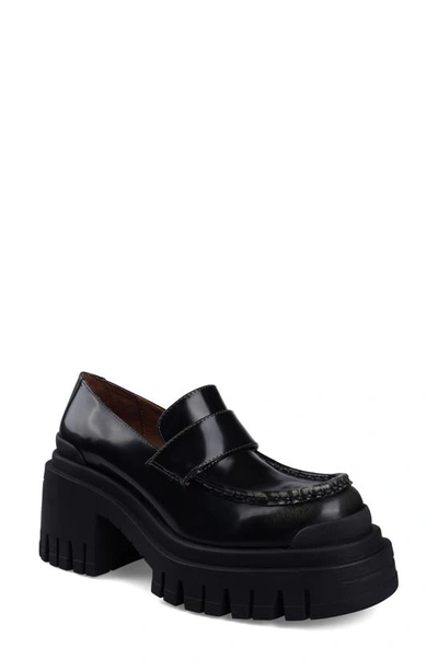 Zigi Orlana Platform Loafer In Black/ Grey Leather