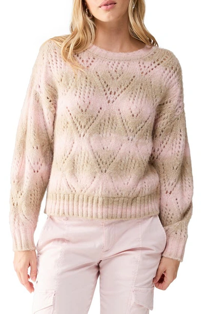 Sanctuary Stripe Pointelle Stitch Sweater In Pink