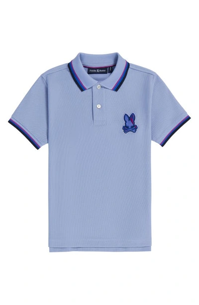 Psycho Bunny Kids' Apple Valley Tipped Piqué Polo In Purple Impression