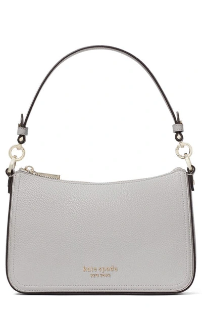 Kate Spade Hudson Pebbled Leather Medium Shoulder Bag In Paltinum Gray