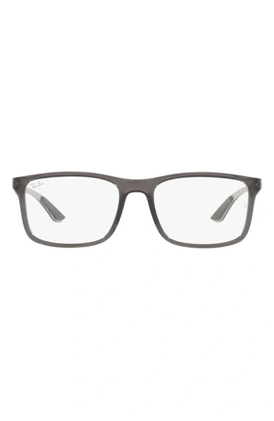 Ray Ban 53mm Rectangular Optical Glasses In Transparent Grey