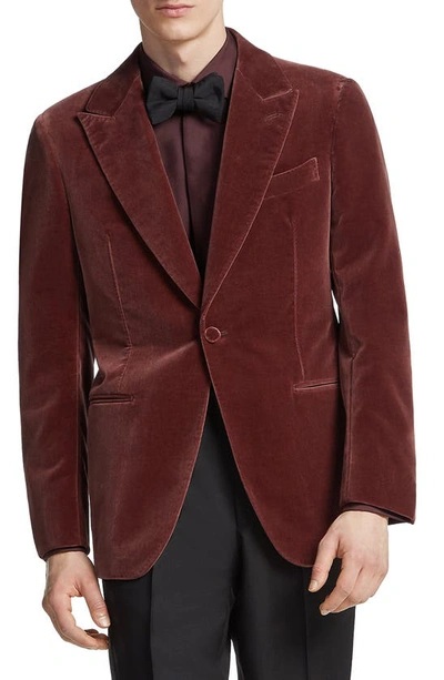 Zegna Couture Peak Lapel Velveteen Dinner Jacket In Deep Rose