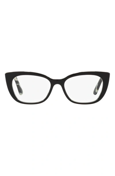 Dolce & Gabbana 49mm Cat Eye Optical Glasses In Black White