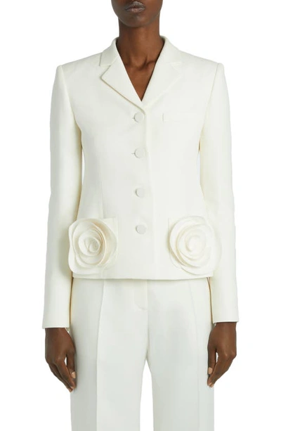 Valentino Embellished Wool And Silk-blend Blazer In Avorio