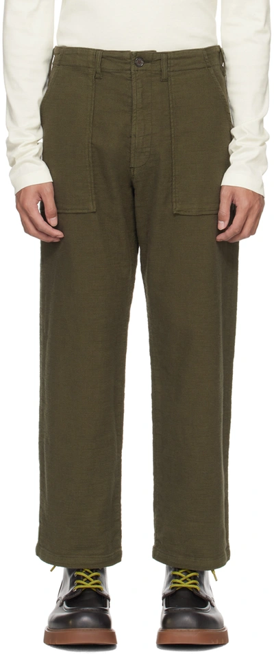 Universal Works Fatigue Straight-leg Trousers In Olive