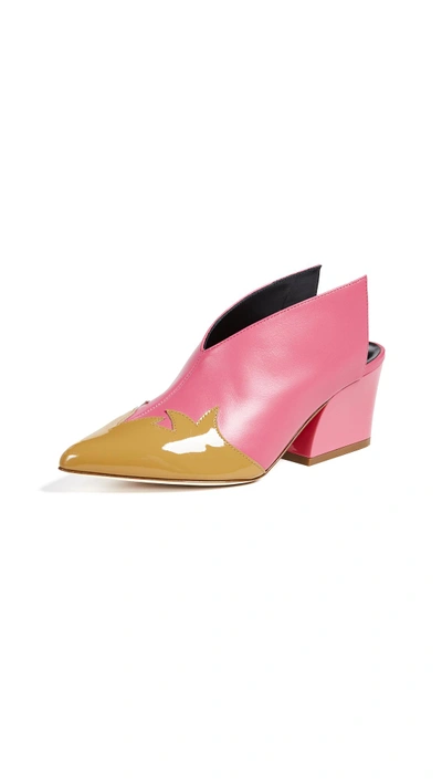 Tibi Floyd Leather Mules In Pink/taupe Multi