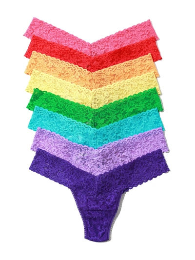Hanky Panky 8 Pack Signature Lace Low Rise Thongs Brights 2 In Multicolor