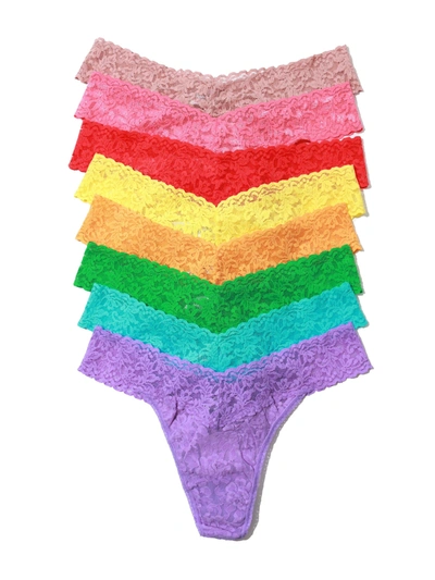 Hanky Panky 8 Pack Signature Lace Original Rise Thongs Brights In Multicolor