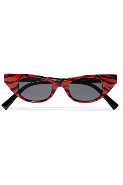 Le Specs + Adam Selman The Breaker Cat-eye Printed Acetate Sunglasses In Red