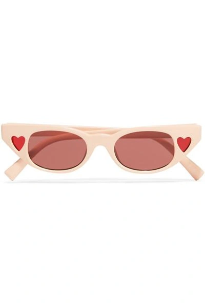 Le Specs + Adam Selman The Heartbreaker Cat-eye Acetate Sunglasses In Blush