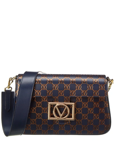 Valentino By Mario Valentino Florence Monogram Leather Shoulder Bag In Blue