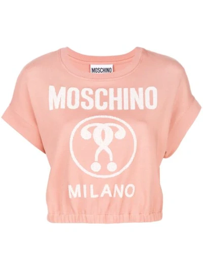 Moschino Cropped Logo Sweatshirt - Pink