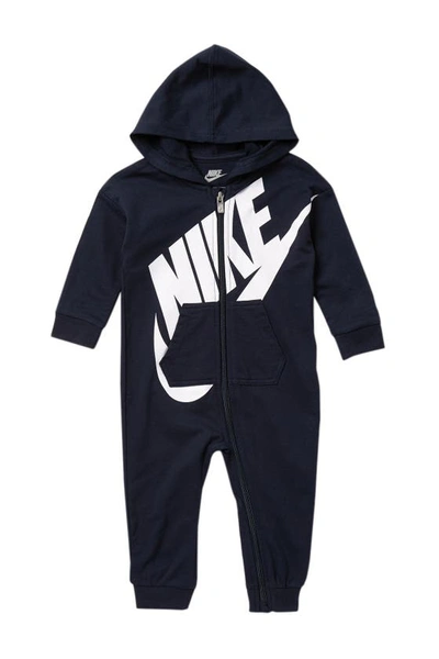 Nike Babies' All Day Play Hooded Romper In Obsidian