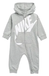 Nike Babies' All Day Play Hooded Romper In Heather Grey