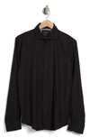 Denim And Flower Solid Stretch Button-up Shirt In Black