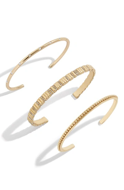 Baublebar Set Of 3 Cuff Bracelets In Clear/yellow Gold
