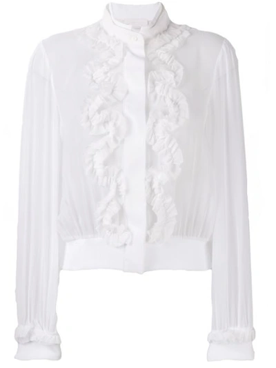 Genny Ruffle Front Blouse - White