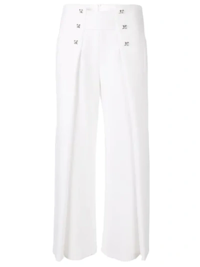 Genny Flared Cropped Trousers - White