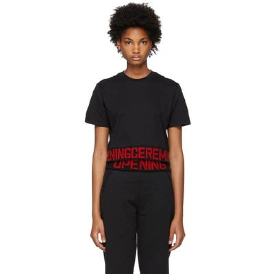 Opening Ceremony Oc Elastic-logo Crewneck Short-sleeve Cotton Tee In Black