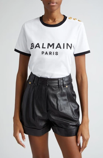 Balmain Logo-print Cotton T-shirt In Bianco