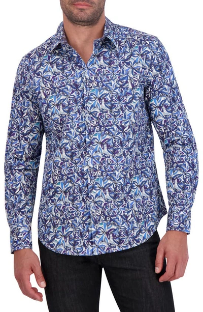 Robert Graham Abstract Butterfly Print Cotton Button-up Shirt In Blue