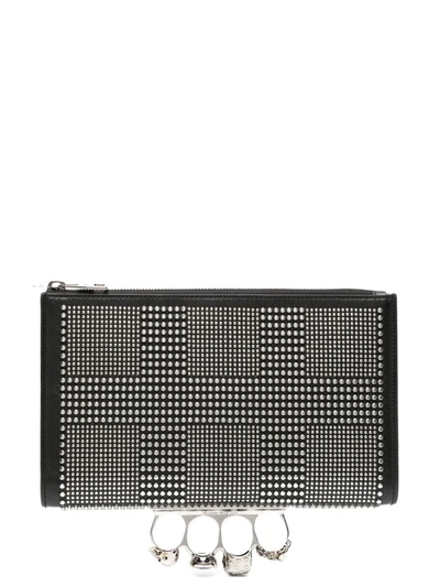 Alexander Mcqueen The Knuckle Studded Clutch Bag In Black