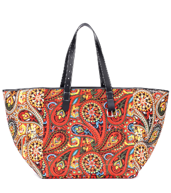 J.W.Anderson Belt-Strap Paisley-Print Leather-Trimmed Tote In Orange ...