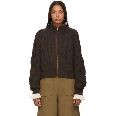 See By Chloé See By Chloe Brown Bomber Sweater In 227 Full Br