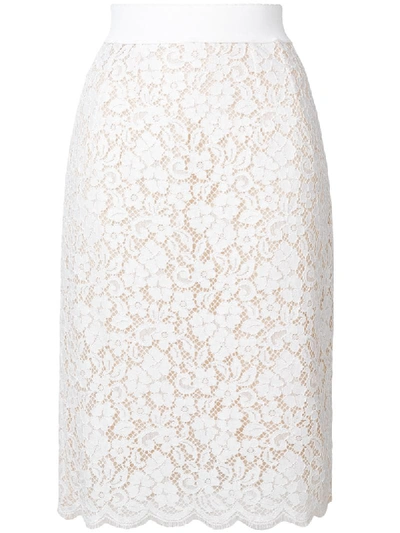 Dolce & Gabbana Cotton-blend Lace Skirt In White
