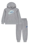Nike Kids' Futura Logo Fleece Sweatshirt & Joggers Set In Dark Grey Heather