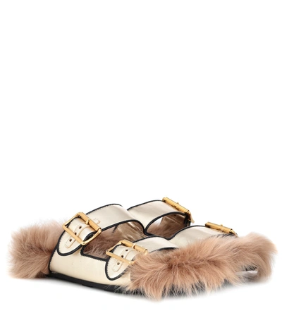 Prada Shearling-lined Leather Sandals