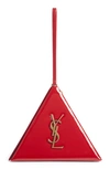 Saint Laurent Monogram Ysl Patent Pyramid Clutch Bag In Rouge