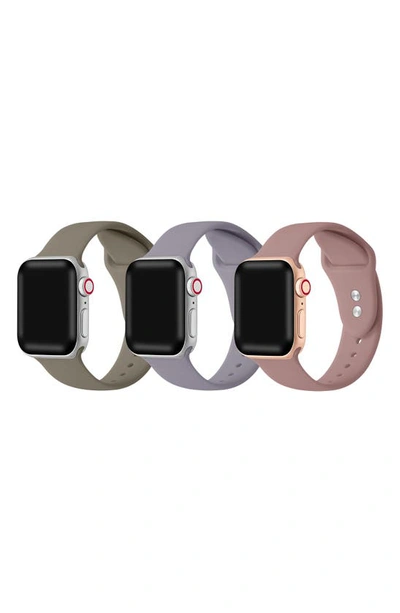 The Posh Tech Pack Of 3 Silicone Watch Bands In Mocha/ Rose/ Lilac