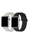 The Posh Tech Pack Of 2 Magnetic Silicone Watch Bands In Black/ Blush Pink