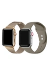 The Posh Tech 2-pack Silicone & Stainless Steel Apple Watch® Watchbands In New Gold/ Mocha