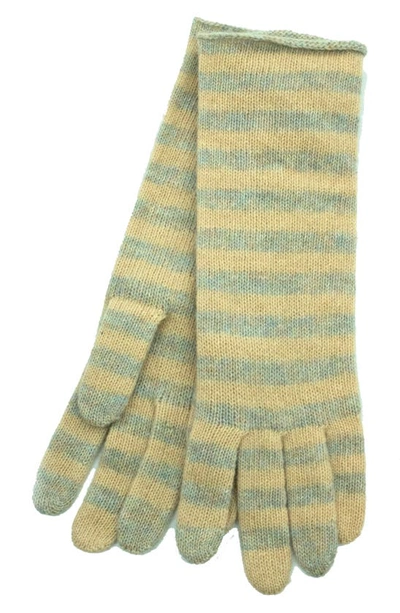Portolano Stripe Gloves In Cream/ Beige Blu