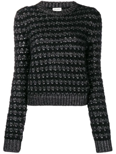 Saint Laurent Metallic Mohair Zigzag Sweater In Black Multi