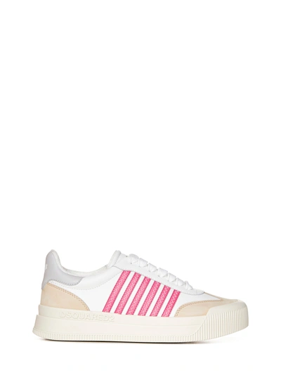 Dsquared2 New Jersey Leather Sneakers In Bianco