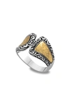 Samuel B. 18k Yellow Gold & Sterling Silver Hammered Ring In Silver/ Gold