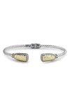Samuel B. Sterling Silver & Hammered 18k Gold End Bangle In Silver/ Gold