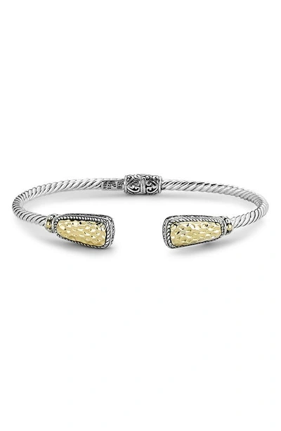 Samuel B. Sterling Silver & Hammered 18k Gold End Bangle In Silver/ Gold