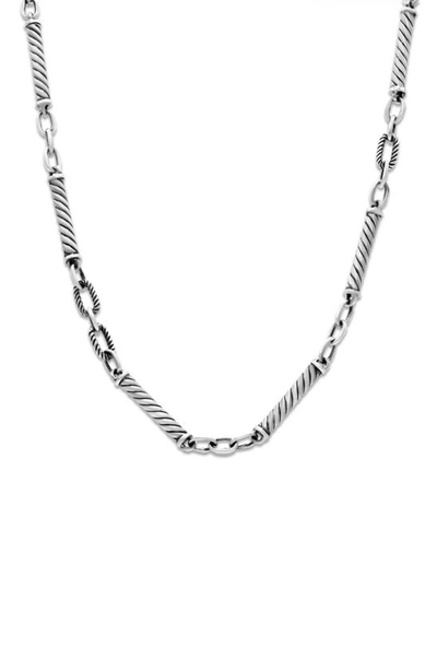 Samuel B. Sterling Silver Twisted Mixed Link Necklace In Metallic
