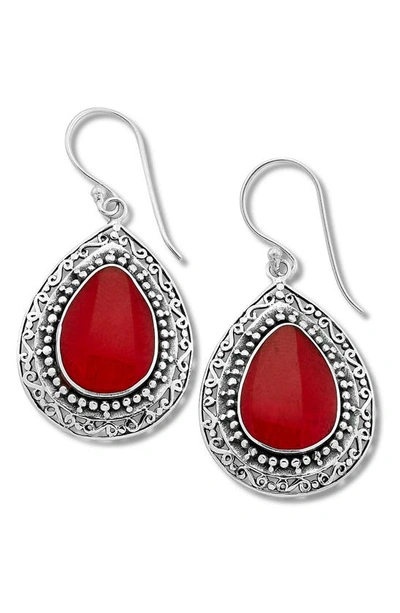 Samuel B. Sterling Silver Coral Drop Earrings In Red