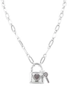 Samuel B. Sterling Silver & 18k Gold Garnet Lock & Key Pendant Necklace In Silver/ Red