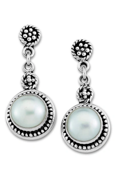 Samuel B. Sterling Silver 6–7mm Pearl Drop Earrings In Metallic