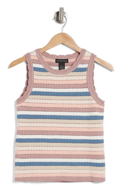 Design History Stripe Pointelle Cotton Knit Tank Top In Neutral Combo