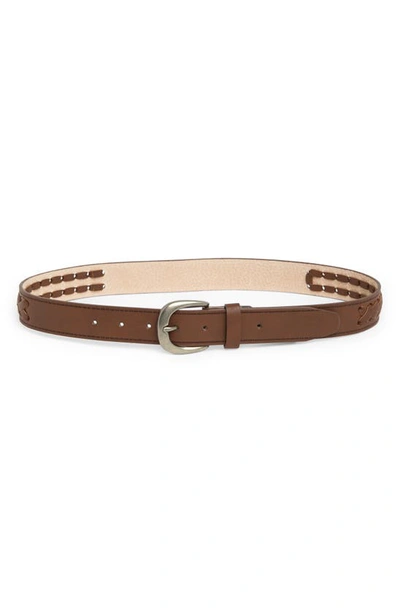 Vince Camuto Burnished Lace Faux Leather Belt In Bark