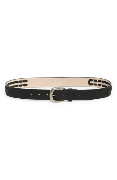 Vince Camuto Burnished Lace Faux Leather Belt In Black