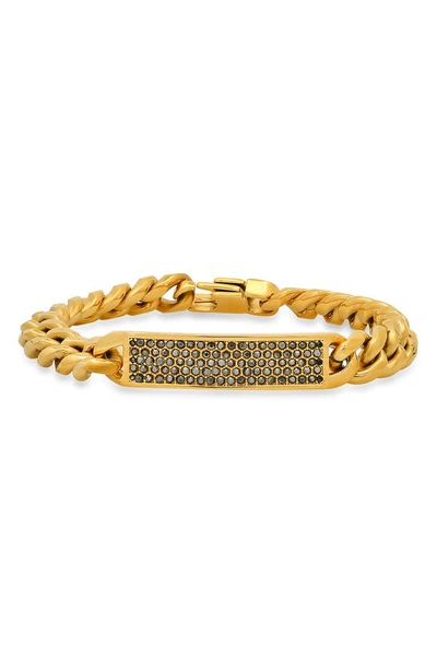 Hmy Jewelry Crystal Pavé Bar Chain Bracelet In Gold